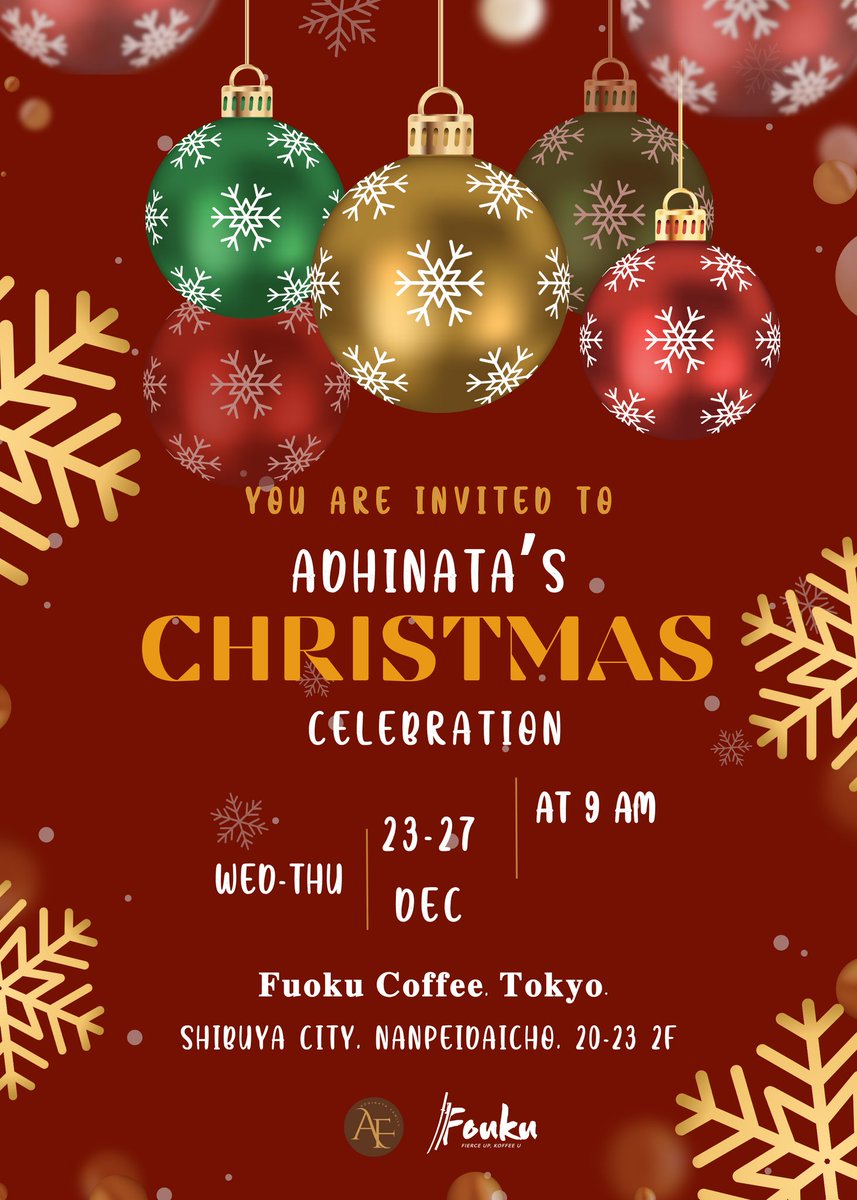 FOUKUDELIVERY's tweet photo. ⠀ㅤ
          ❄⛄  𝓐  𝓝𝗂𝗀𝗁𝗍 𝓞𝖿 𝓜𝖾𝗋𝗋𝗂𝗆𝖾𝗇𝗍
           Celebrate t𝗁𝖾 wonder 𝖺𝗇𝖽
           t𝗁𝖾 joy 𝗈𝖿 t𝗁𝖾 festive s𝖾𝖺𝗌𝗈𝗇.
           Presented a warm party, 
           2𝟥 - 𝟤𝟩  𝓓𝖾𝖼𝖾𝗆𝖻𝖾𝗋 𝟤𝟢𝟤𝟦. ⛄❄

           #ANightofMerriment
⠀ㅤ https://t.co/M3cjvE0jqd
