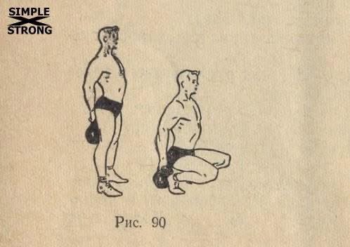pavelmacek's tweet photo. Kettlebell Hack squat drawing from an old manual
Excellent drill for bulletproof knees and opening the hips - if you do it correctly, and warning, it is not easy.
One of the drills from #strongfirstresilient, expanding Pavel Tsatsouline's excellent material presented in Resilient DVD.
#strongfirst #bestrongfirst