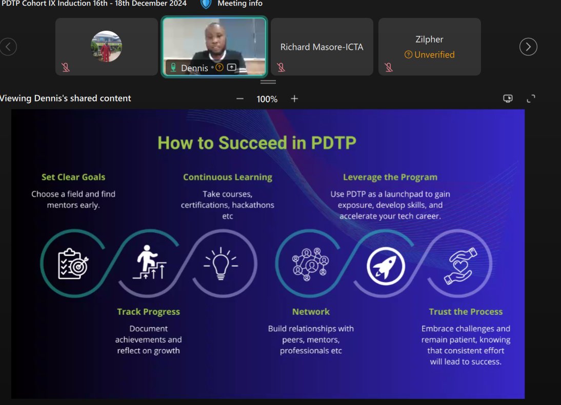 DigiTalentKenya's tweet photo. Denis -PDTP Cohort II Alumni

Kicking off PDTP Cohort IX Induction (Dec 16th-18th)! This is an exciting opportunity to grow, connect &amp; succeed in the tech space. 🚀

Here’s what it takes to make the most of PDTP;
✅ Choose your field &amp; find mentors early
✅ Document achievements https://t.co/iqLdprgIHj