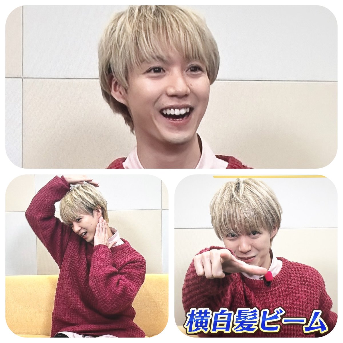 kaemi0408's tweet photo. 舞台の紹介も素敵だったし
真剣に考えて（笑）横白髪ビームをかっこよくできたようだし
（きゃーかっこいい、とか、何させてんのってスタジオの声🤣）
可愛い笑顔をたくさん見せてくれました
TV出演嬉しかったです✨

#MBS
#じゅじゅステ
#小越勇輝 https://t.co/KHk4ak8d73