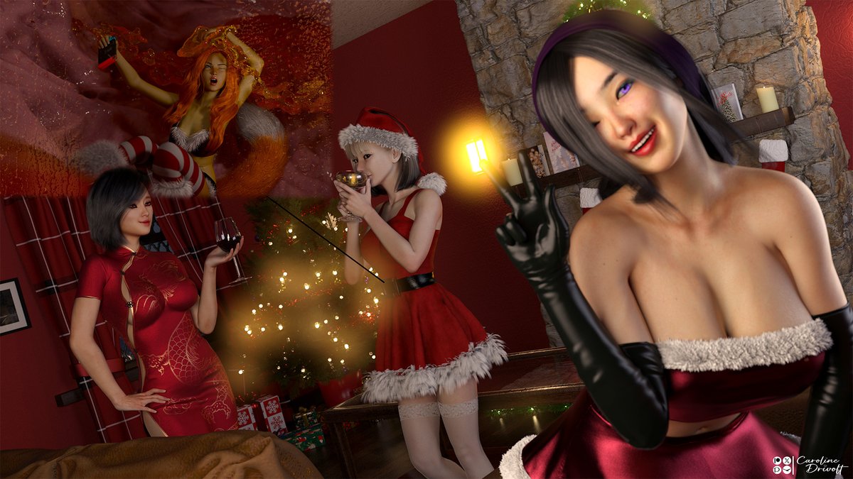 Seems like Lulu's idea for a quiet getaway during Christmas doesn't quite pan out... Xmas songs blast muffled into her fleshy hideout and the champagne keeps flowing in~

#sizetwitter #giantess #vore