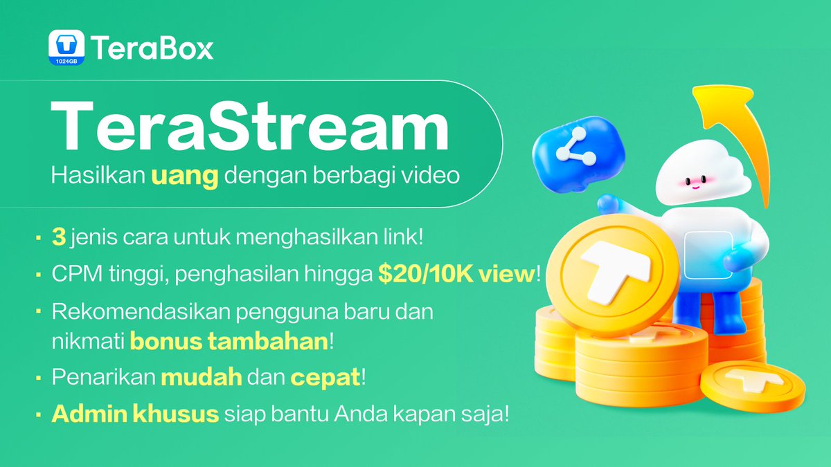 TeraStream_'s tweet photo. 🔥 Peluang baru  hasilkan uang di Tahun Baru, mulai dari TeraStream! 🔥
💰 Pendapatan tinggi dengan CPM, hingga $20/10K view!
🎁 Dapatkan penghasilan tambahan untuk beli lebih banyak hadiah Tahun Baru bagi keluarga Anda!
🌟 Undang lebih banyak teman dan hasilkan uang bersama-sama https://t.co/sM5w1Wbe6L