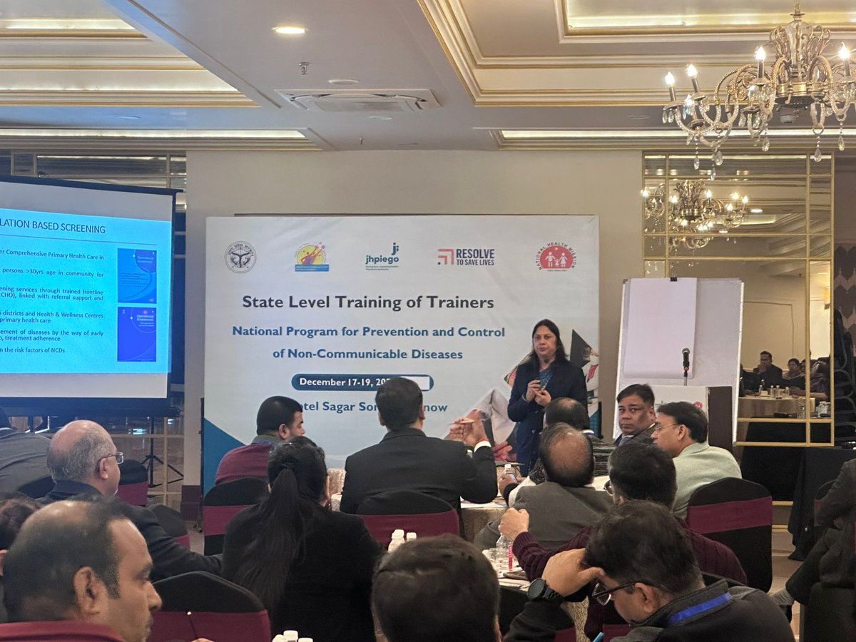 Ayushman Arogya Mandir_Uttar Pradesh (@hwc_up) on Twitter photo 🩺 State Level Training of Trainers on National Program for Prevention & Control of Non-Communicable Diseases is underway, strengthening capacity to combat #NCDs like diabetes & hypertension.
<a href="/nhm_up/">NHM UP</a> <a href="/MhfwGoUP/">Deptt. of MHFW GoUP</a> <a href="/MoHFW_INDIA/">Ministry of Health</a> <a href="/ResolveTSL/">Resolve to Save Lives</a> <a href="/Shailendrahegde/">Shailendra Hegde (Views are my own)</a> <a href="/JhpiegoIndia/">JhpiegoIndia</a> <a href="/Sat_21298/">Sanjay Tripathi</a> 🩺 State Level Training of Trainers on National Program for Prevention & Control of Non-Communicable Diseases is underway, strengthening capacity to combat #NCDs like diabetes & hypertension.
<a href="/nhm_up/">NHM UP</a> <a href="/MhfwGoUP/">Deptt. of MHFW GoUP</a> <a href="/MoHFW_INDIA/">Ministry of Health</a> <a href="/ResolveTSL/">Resolve to Save Lives</a> <a href="/Shailendrahegde/">Shailendra Hegde (Views are my own)</a> <a href="/JhpiegoIndia/">JhpiegoIndia</a> <a href="/Sat_21298/">Sanjay Tripathi</a>