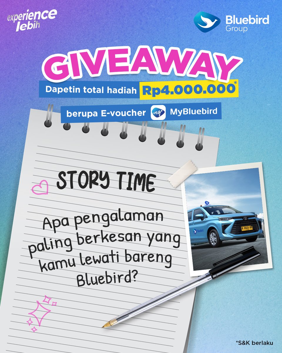 🚨Birdmain Giveaway🚨

Sejauh ini, pasti ada dong momen paling berkesan kalian dengan Bluebird? Dari cerita yg bikin happy, lucu, haru, sampai yang gak bisa dilupain.😍

Yuk, cerita yang paling seru dan bikin kita tersenyum akan ada hadiahnya!
