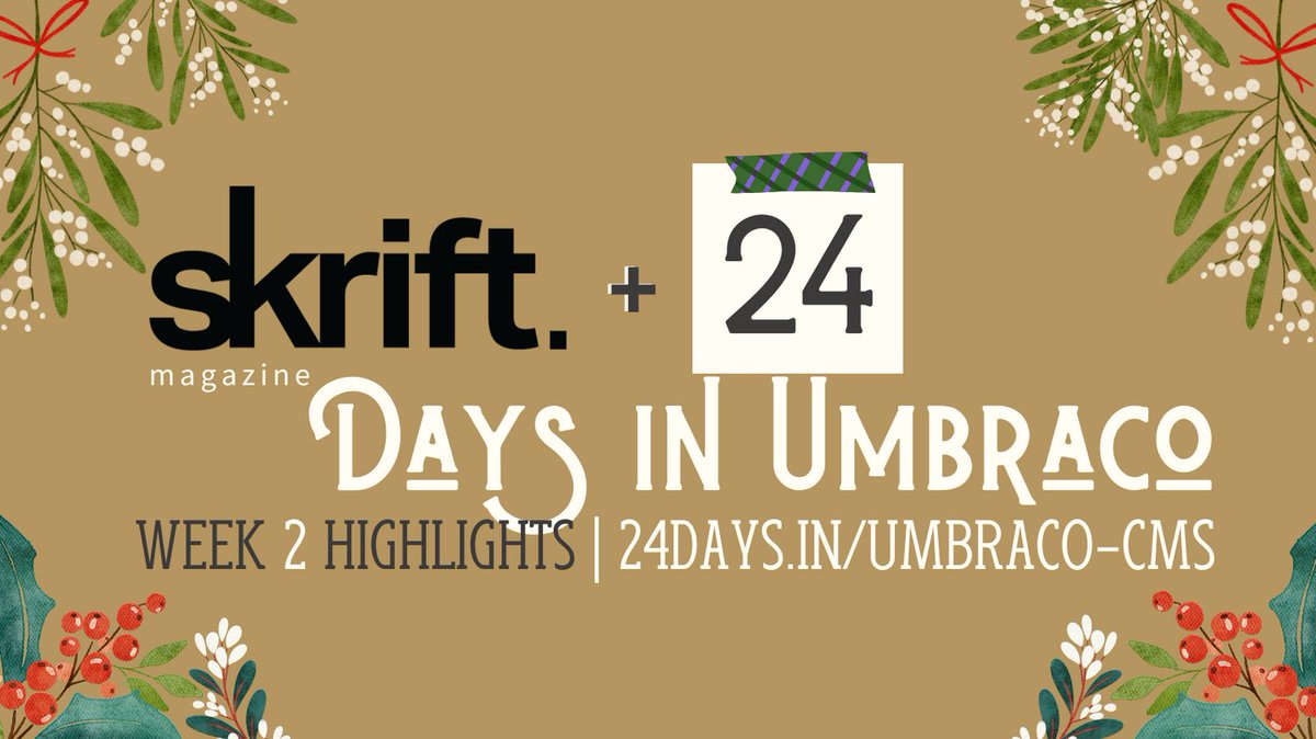 The holidays always fly so fast - can you believe we’re only 8 days from Christmas?! Time may be flying, but take a moment for yourself and pick a read you’re sure to enjoy from these umbazing 24 Days in #Umbraco authors!

skrift.io/24Days24-2

#oss #opensource #dotnet