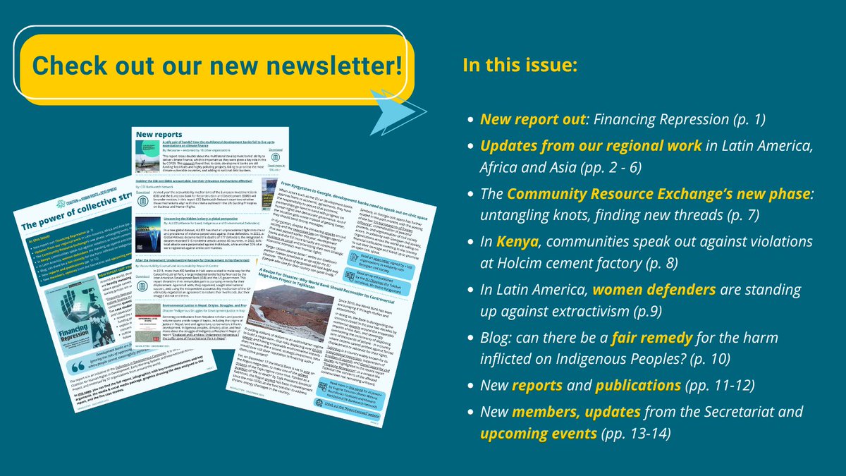 📢Our December #newsletter is out!

What's inside?
✊🏾 inspiring stories of communities seeking justice &amp; resisting harmful projects
📌 updates from our members &amp; partners
📃a curated list of publications &amp; reading tips about #humanrights &amp; #development finance
📅 a calendar with