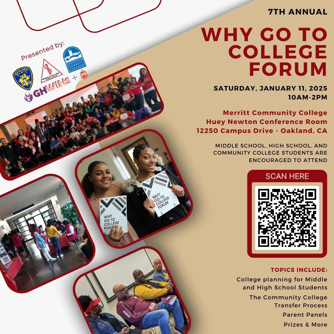 Calling all Middle School, High School, Community College Students and their parents! Join us for our 7th Annual Why Go to College Forum, January 11, 2025.

RSVP now here: buff.ly/4fsmXFM