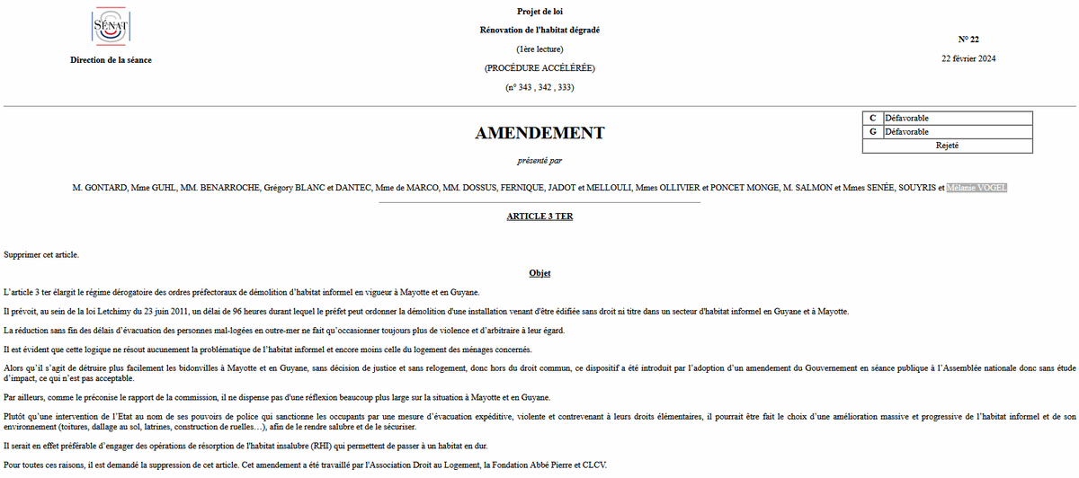 alexandrehory's tweet photo. @Melanie_Vogel_ Vous avez, comme vos collègues #EELV de l'AN, mené en février 2024 au Sénat un combat pour tenter d'empêcher toute résorption de l'habitat indigne et insalubre à #Mayotte.
▶️https://t.co/czKoIBNP8C

Ayez aujourd'hui un minimum de décence @Melanie_Vogel_. https://t.co/zsFZVhquah