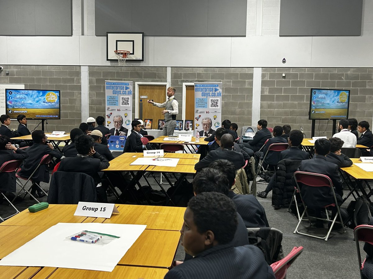 edenboysbolton's tweet photo. We’ve kicked off Year 8 Enterprise Day with @TheAdamCorbally! Pupils are excited, inspired, and ready to shine. #EnterpriseDay #Ambition #FutureStars #WeAreStars https://t.co/WqFDc69GTy