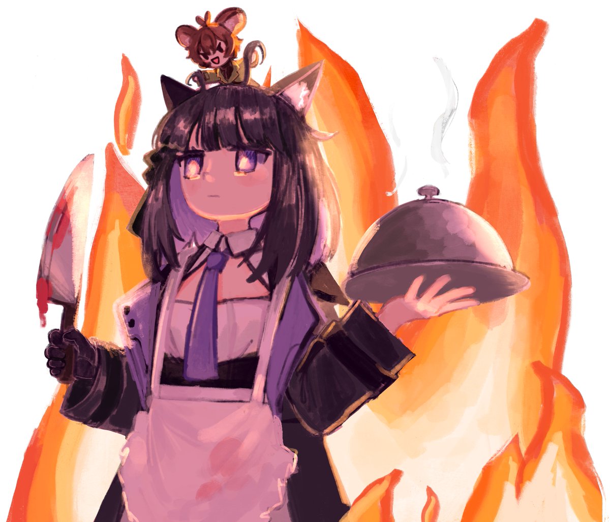 Another amazing fanart piece from the talented <a href="/b0rry/">borry 🍓</a> in celebration of my first collab with <a href="/orpheacross/">Orphea Cross ✖️ BOUNTY HUNTER VTUBER</a>! I had so much fun playing Overcooked with her even if we burnt the kitchen down.