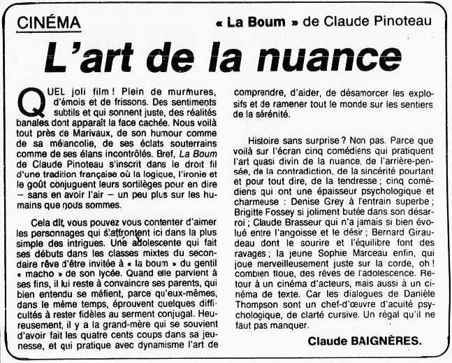 camdoc75's tweet photo. #17decembre Un "joli film" qui nous mène tout près de Marivaux. @Le_Figaro était plus qu'emballé par La Boum lors de sa sortie sur les écrans le 17 décembre 1980  via @Archives_Figaro https://t.co/H8MqfhS7sk