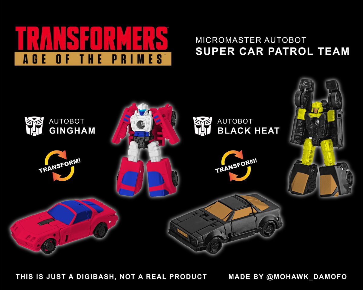 Mohawk_DaMofo's tweet photo. Super Car Patrol Team, the Micromaster from Transformers: Zone!!!
#Transformers #ใใฉใณในใใฉใผใใผ #Autobot #Micromaster #Digibash #Maccadam https://t.co/6hNCiAcUu4