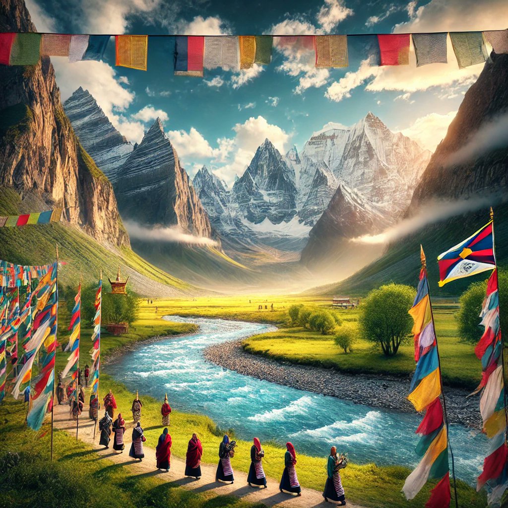 CultureTibet's tweet photo. Tibet is a land where the sky meets the earth, where prayer flags dance in the wind, and ancient wisdom flows like its rivers. Its beauty lies not just in its mountains, but in the hearts of its people. #BeautifulTibet #LandOfPeace #CulturalHeritage https://t.co/BieqXwYXPp