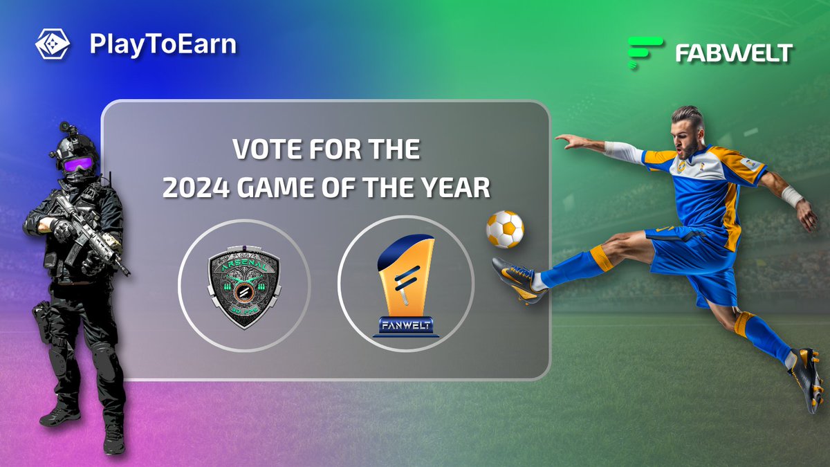 👋 Hey, #Welties!! 

Help us take home the 🏆 2024 Game of the Year by voting for 🔫⚽️🏏 #Arsenal and #Fanwelt at <a href="/PlayToEarn/">PlayToEarn</a>!

🗳 playtoearn.com/awards/vote/ga…

🎯 Let’s make our mark in Web3 gaming together! 🔥

#VoteNow #Web3Gaming #GameOfTheYear #BestBlockChainGame #Fabwelt