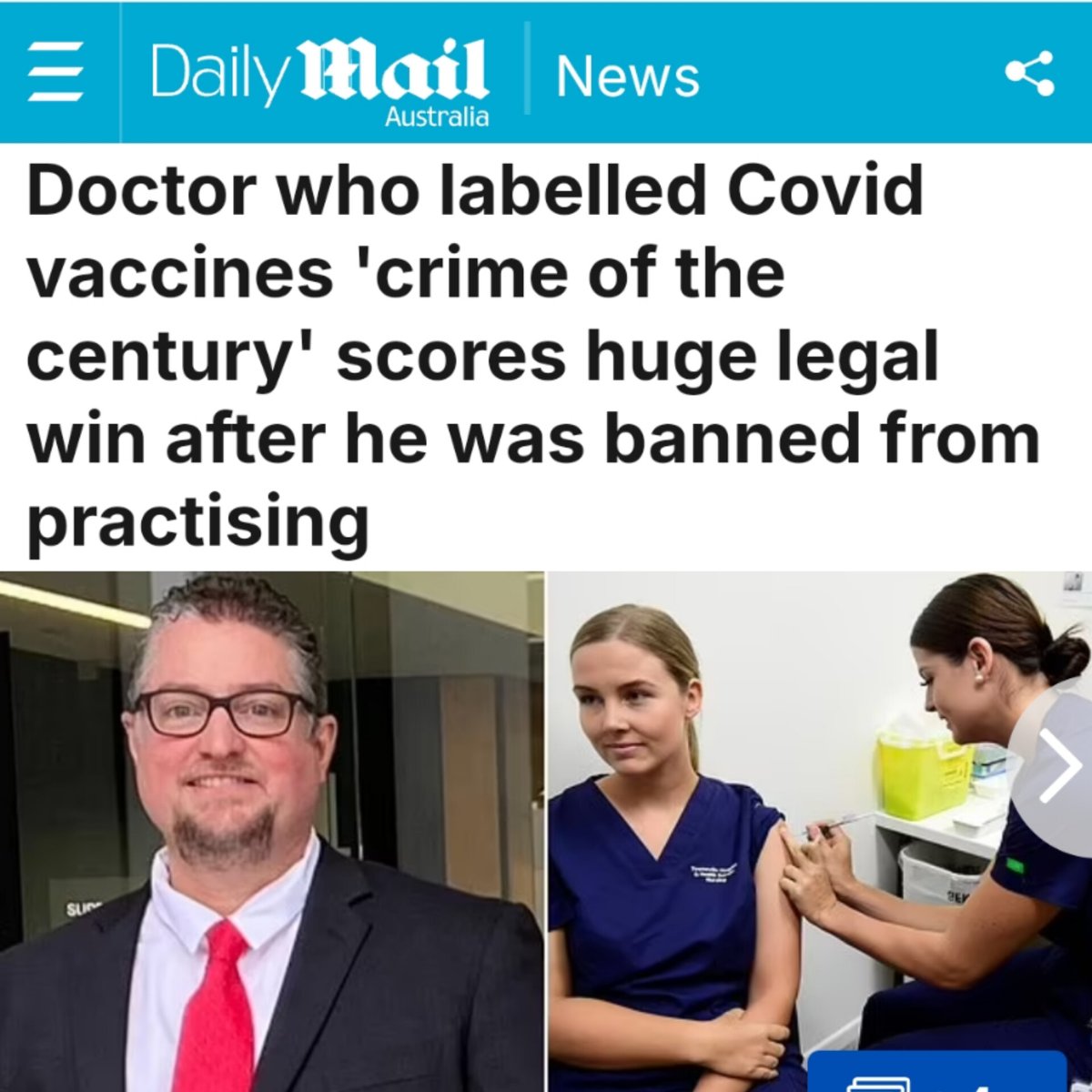 arbsmichael's tweet photo. A doctor who labelled Covid vaccines 'the crime of the century' has forced medical authorities to hand back his licence after a two-year suspension. 

Queensland's Supreme Court sided with Dr William Bay last Friday, who self-represented against a top legal team employed by the Queensland Medical Board and Australian Health Practitioner Regulation Agency (AHPRA).

In his ruling, Justice Thomas Bradley described the conduct of the two medical regulators as 'profoundly unsatisfactory' and their accusations against Dr Bay as 'entirely unfounded'.

Dr Bay has been unable to practise after his licence was suspended in August 2022. 

On his X account, Dr Bay said that having won his case, where he was awarded costs and had all ongoing investigations dismissed, he would keep speaking out.  

'We will not forget the vaccine-injured and the crime of the century is now exposed,' he tweeted. 

God bless @DrBillyBay

Hold the line!