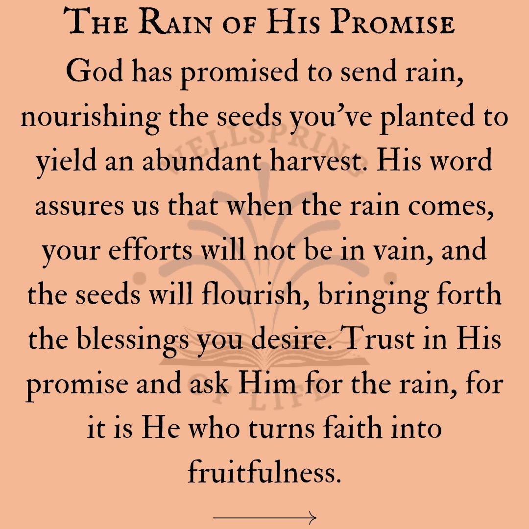 kayode44's tweet photo. When you plant in faith, trust God to send the rain. His promises never fail—your harvest is on its way. 🌧️🌾 #FaithfulHarvest #GodsPromise #AbundanceInHim" https://t.co/xBN9pi82NQ