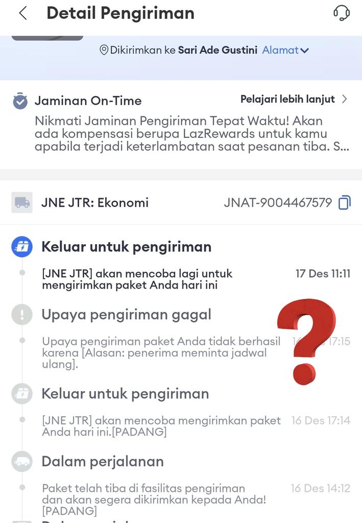 SariAde90's tweet photo. Hallo @JNECare 
Selamat Sore...
Kalo pengiriman gagal dilakukan, kalo bisa kasih alasan yang bener dong. Masa iya kasih alasan "penerima minta jadwal ulang"
Menghubungi aja ngk ada, bisa²nya kasih alasan ngasal gitu.
Kebiasaan bgt soalnya begini.
Sering terjadi! https://t.co/qNDNxr6cnz