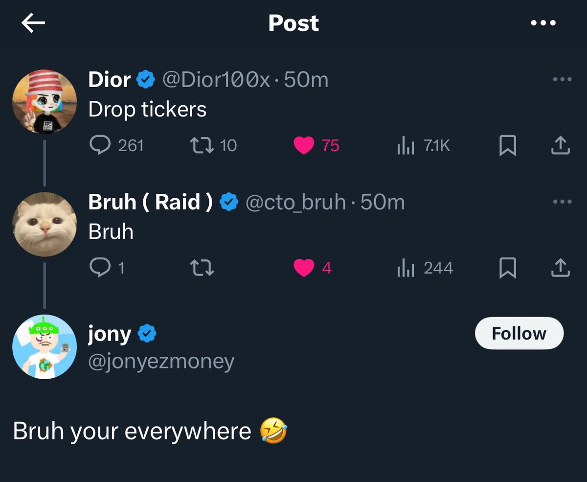 “Ain’t no raids like $Bruh ’s raids” 

Follow <a href="/cto_bruh/">Bruh ( Raid )</a> , watch &amp; learn ✍🏻