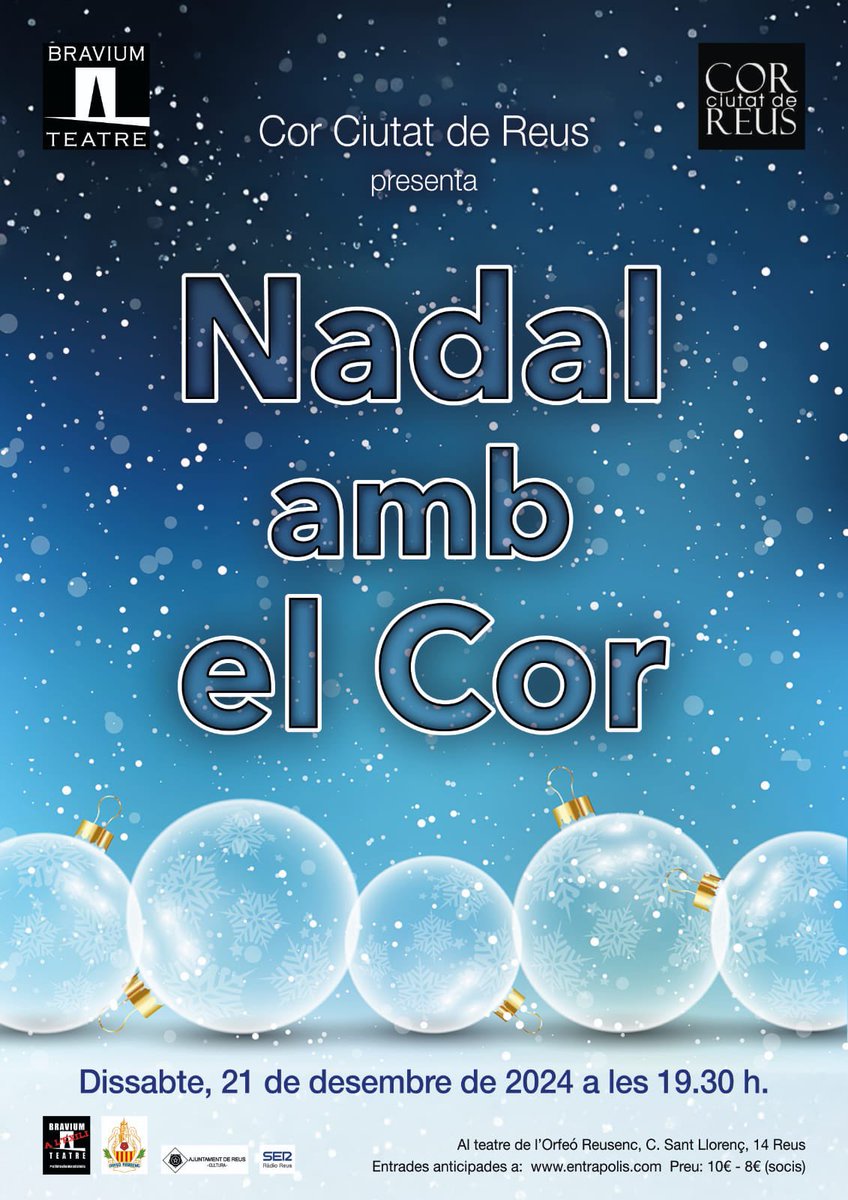 Us esperem, conjuntament amb el Cor ciutat de Reus, per celebrar junts el Nadal.
