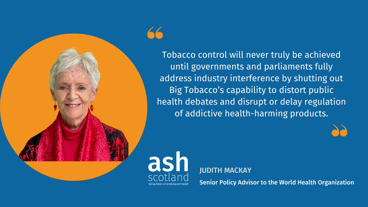 Global tobacco control expert Judith Mackay calls on Scotland to disregard tobacco industry interference.

Prof Mackay is disappointed by <a href="/SP_HSCS/">Health, Social Care and Sport Committee</a> allowing tobacco industry connections to shape health policy.

Read more - bit.ly/3ZD2hoS