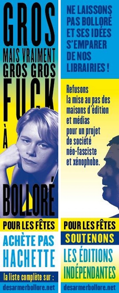 🎄 Ho Ho Ho ! Faites au cadeau au père Bolloré 🎅

Glissez un marque page de la campagne #DesarmerBollore dans un les livres des maisons d'édition détenue par Vincent Bolloré : Hachette, Fayard, et ce qui s'en suit... 

(détails en bas de ce THREAD ⏬)