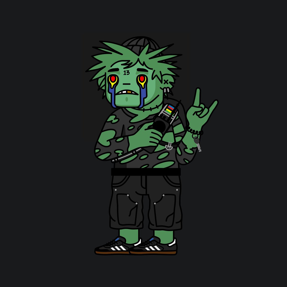 LizGearNft's tweet photo. GM to a messenger fella 📻🖤
Their message for you today is: "Stay chill and buy a green fella. Do you copy?"

First Infected with a body for the horde member @m0bius 🧟 https://t.co/DfySqn4JT7