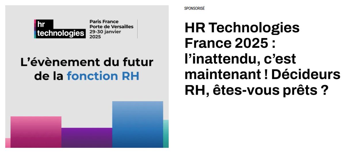 Le programme de HR TECHNOLOGIES France est annoncé. On s'y retrouve le 29 et 30 janvier courriercadres.com/hr-technologie… #HRTECH #TECHRH #IAforHR <a href="/ParlonsRH/">Parlons RH</a> <a href="/HRTechFR/">HR Technologies France</a>