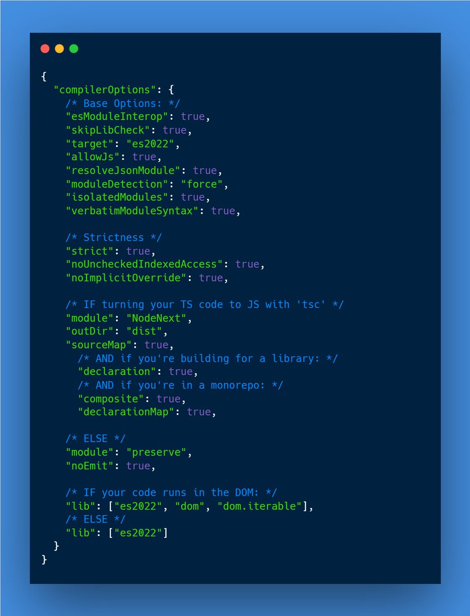 mattpocockuk's tweet image. TSConfigs aren't that hard.
They're basically just 2 if/else statements in a trenchcoat.