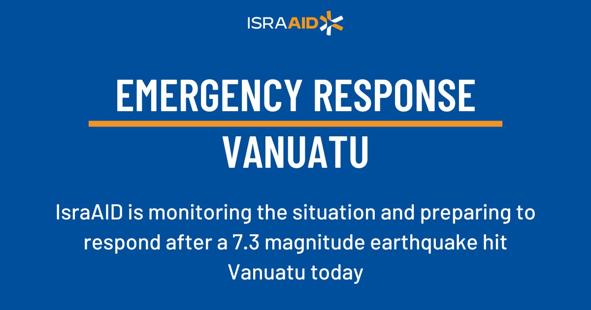 IsraAID is assessing the situation in Vanuatu and launching an emergency response after a 7.3 magnitude earthquake struck today, causing extensive damage across the islands.

More updates to come.

You can help people affected by earthquakes. Donate now at bit.ly/49CSHa5