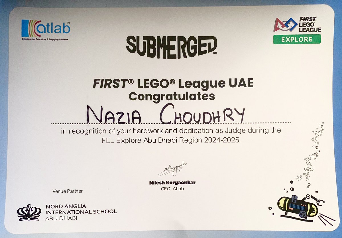 Amazing experience as STEM Robotics First Lego League UAE Judge for FLL Explorers.
#FLL Judge