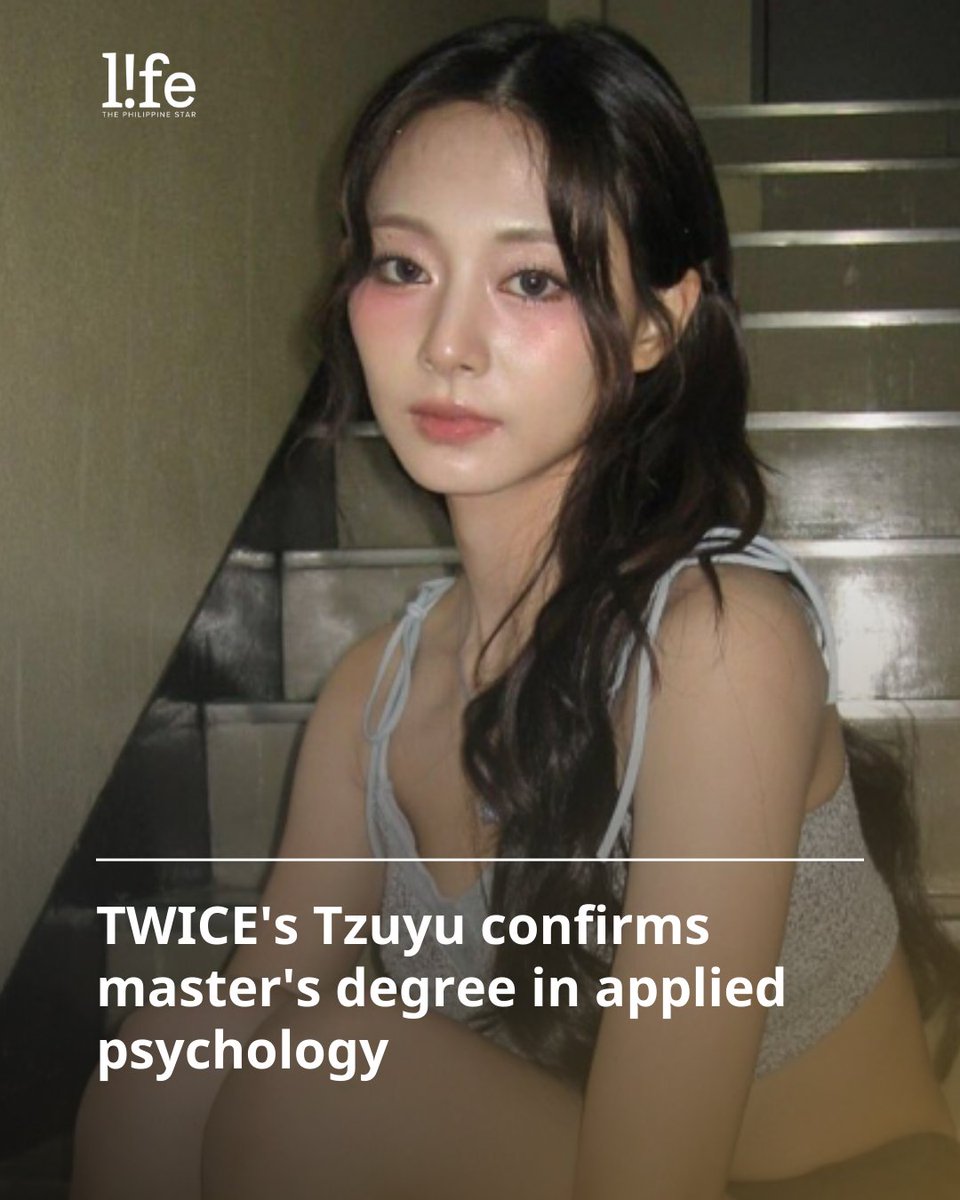 philstarlife's tweet photo. TWICE's Tzuyu is not just a pretty face. This talented singer and performer proves she also has brains after confirming that she has earned a master's degree in applied psychology. READ: https://t.co/hyP8ZlIo9S https://t.co/gMQbJxxnS6