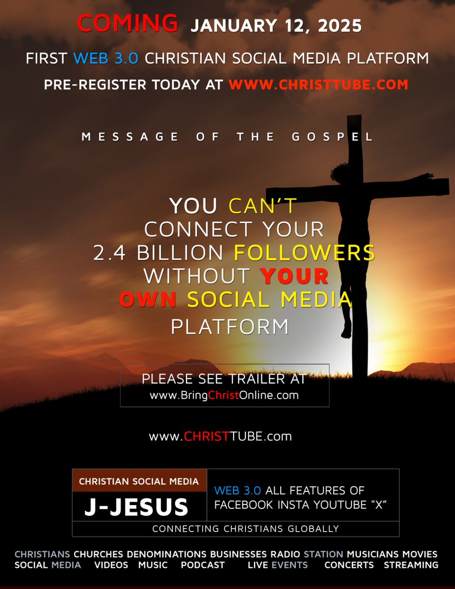 ChristTUBE's tweet photo. @DemocraticWins No worries on Jan 19th we have over 10 Million Christians ready to combat his Presidency with prayer. Please share and pre-register to join us 1 day before the inauguration at https://t.co/9BCHwb3ZTG for the First Global Prayer on the 1st Christian Social Media platform https://t.co/0GE11E7dM9