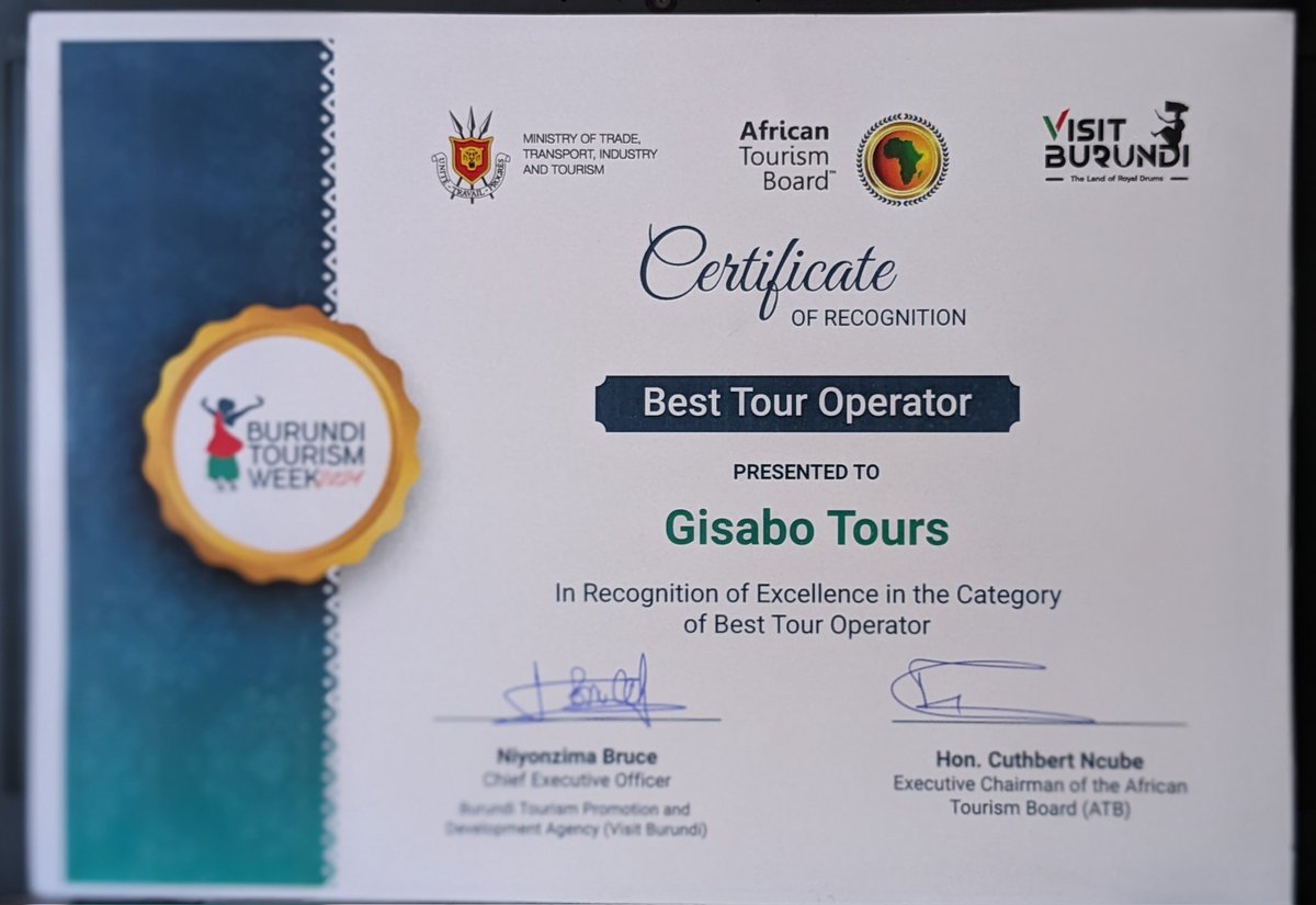 GisaboT's tweet photo. How can't we be grateful for this recognition award of "Best Tour Operator".
We couldn't have achieved this without you,our valued participants,who have attended all our activities,whether Tours,Hikes, Rinjora,Urubugu competitions and more.
#BTW2024
#BestTourOperator https://t.co/C99MqhYDQY