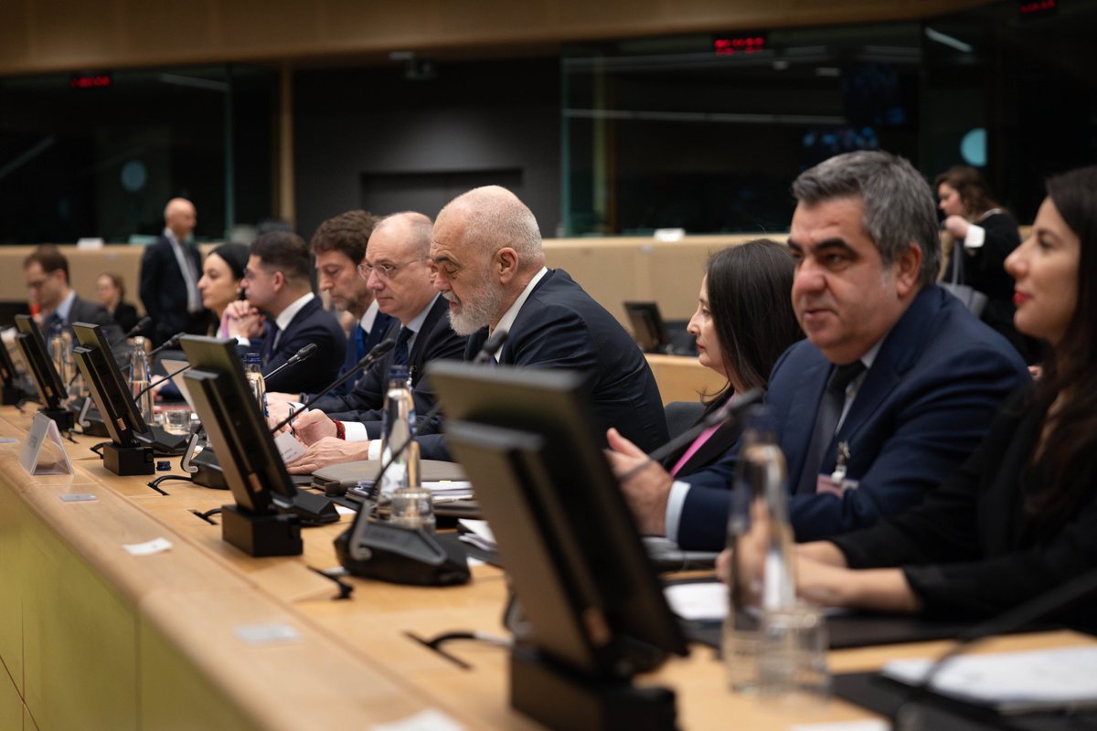 IgliHasani's tweet photo. In Brussels for another historic achievement on Albania’s path towards the European Union - the 3rd Intergovernmental Conference, opening negotiations on Cluster 6: External Relations.

This is a key step in our EU journey and a milestone reflecting our strong alignment with the EU’s foreign, security, and defense policies.

Grateful to Member States and the Hungarian Presidency of the EU for their continued support! 🇭🇺🇪🇺🇦🇱