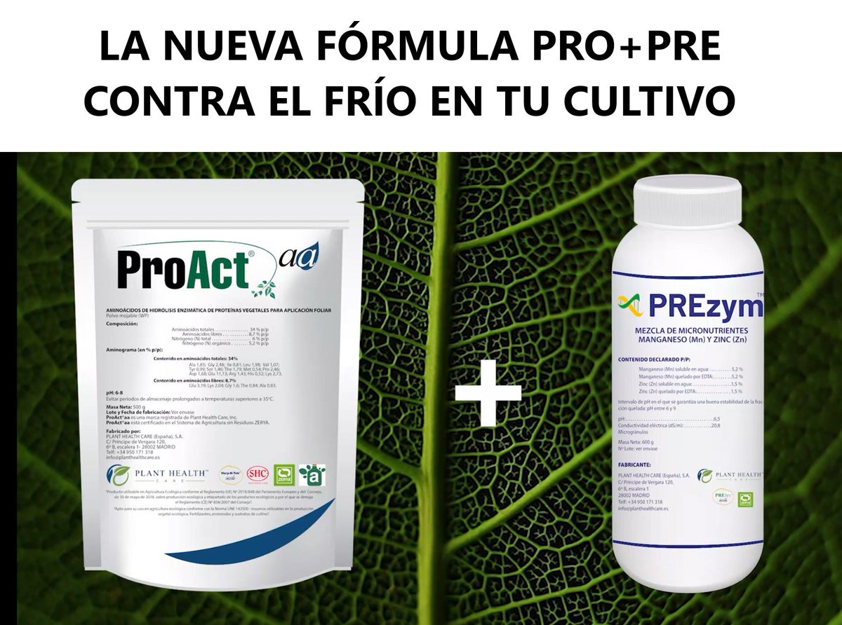 Ya ha llegado el frío. Combate sus efectos con la fórmula PRO+PRE, ProAct®aa + PREzym™: los cultivos ganan resistencia y fortaleza en condiciones climáticas adversas y favorables a enfermedades. Mantén la productividad y protege tu inversión con soluciones naturales y efectivas.