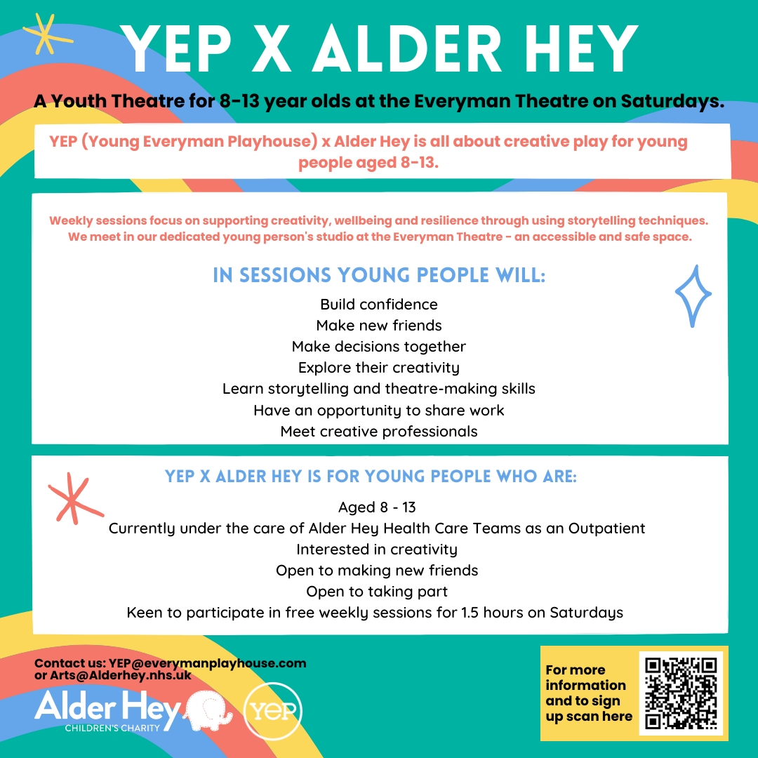 🏥 Alder Hey 💙 (@alderhey) on Twitter photo YEP x Alder Hey is a place of playful creativity for young people aged 8 to 13 to be themselves, tell stories and gain opportunities in the creative industry. Find out more at: everymanplayhouse.com/yep <a href="/AlderHeyCharity/">Alder Hey Children’s Charity</a> <a href="/LivEveryPlay/">Liverpool Everyman & Playhouse theatres</a> YEP x Alder Hey is a place of playful creativity for young people aged 8 to 13 to be themselves, tell stories and gain opportunities in the creative industry. Find out more at: everymanplayhouse.com/yep <a href="/AlderHeyCharity/">Alder Hey Children’s Charity</a> <a href="/LivEveryPlay/">Liverpool Everyman & Playhouse theatres</a>