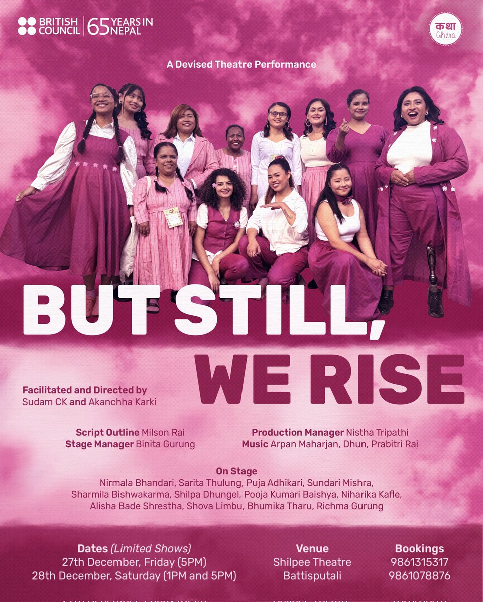 Katha Ghera (@kathaghera) on Twitter photo We are excited to bring this production to the theatre. If you missed it last time at WOW Nepal 2024 you can catch it at <a href="/ShilpeeeTheatre/">Shilpee Theatre Group</a> on 27th and 28th December. Limited shows so please book your tickets. Help us spread the word 🌷 We are excited to bring this production to the theatre. If you missed it last time at WOW Nepal 2024 you can catch it at <a href="/ShilpeeeTheatre/">Shilpee Theatre Group</a> on 27th and 28th December. Limited shows so please book your tickets. Help us spread the word 🌷