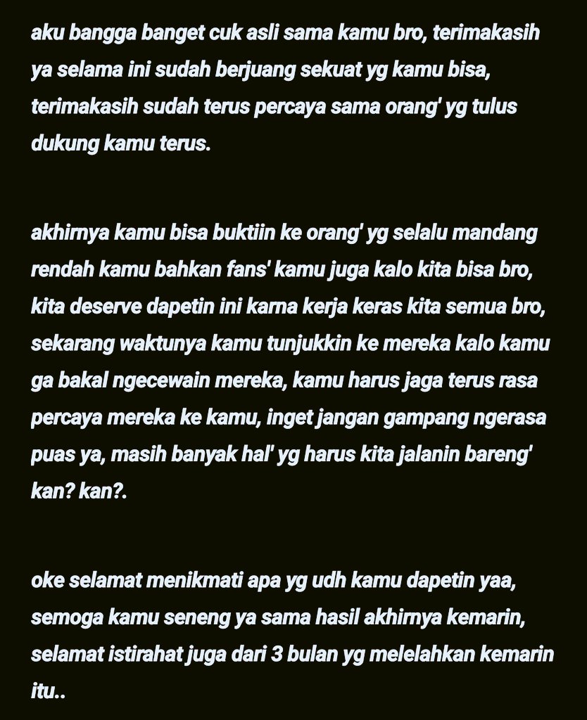 arrassjc_'s tweet photo. 3 bulan yg melelahkan akhirnya selesai juga ya, sekarang waktunya ISTIRAHAT SAMBIL MENIKMATI #3 MU ITU BROOO!!π₯π₯ #J3SSISUKINANDA @C_JessiJKT48
big respect juga buat @C_Jessination48 sudah selalu membuktikan kalo kita bisa bro!! https://t.co/k0AYDQFTUK