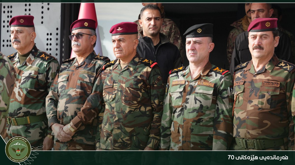 Forces70's tweet photo. The Kurdistan Flag Day was honored in a special ceremony attended by Staff Major General Omar Salih Hassan, Commander of the Forces 70, along with senior officers and Peshmerga personnel. #KurdistanFlagDay #Forces70 https://t.co/RXojVGQb2e