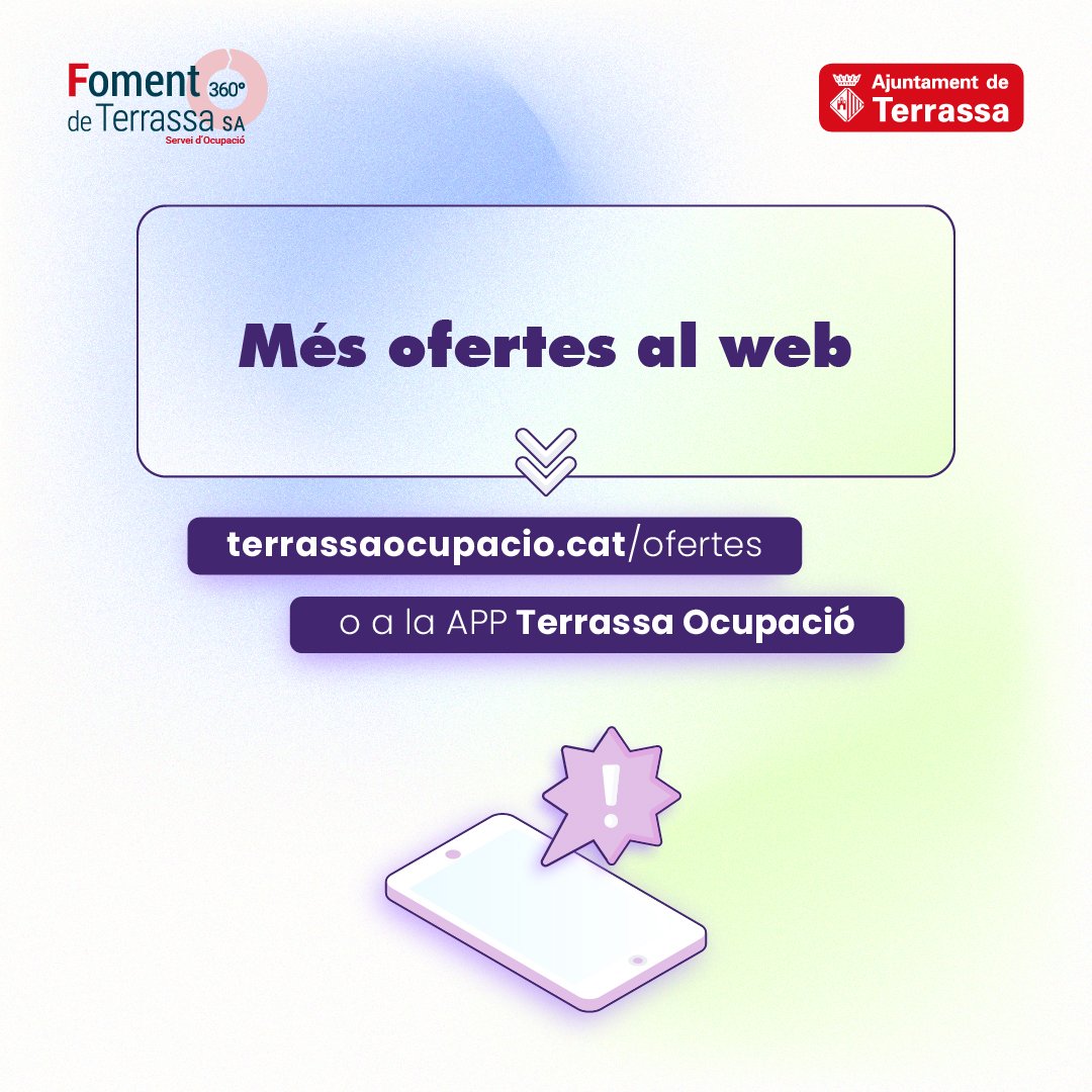 TrsOcupacio's tweet photo. Aprofita i cerca la teva oportunitat #laboral!

Avui es dimarts i per tant, us portem les noves ofertes destacades de la setmana! 💼

Explora les ofertes que publiquem i dona un cop d’ull al web
👉🏼 https://t.co/aEQMzVoYpv si no vols perdre’t res! https://t.co/51Fk7uhe3p
