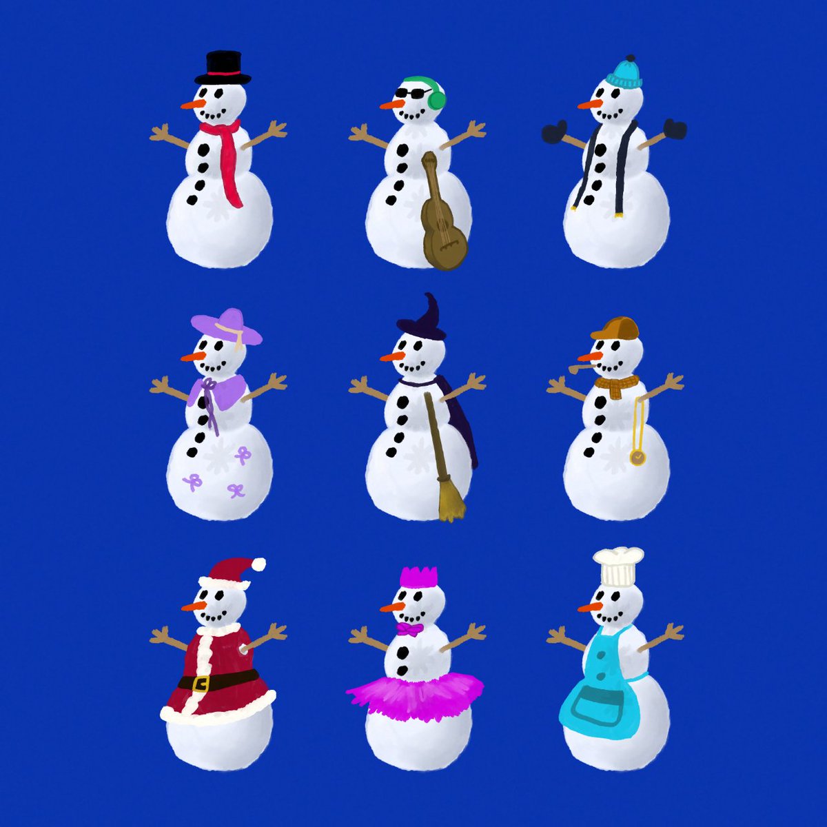 lukepagca's tweet photo. snowpeople and ornaments.
new artwork that debuted last POTA Winter.
My snowy and christmas vibes.
#artph #colors #drawing #painting #digitalart #snowpeople #snowmen #ornaments #christmas #winter #icons #costumes https://t.co/EHKVaAYt2U