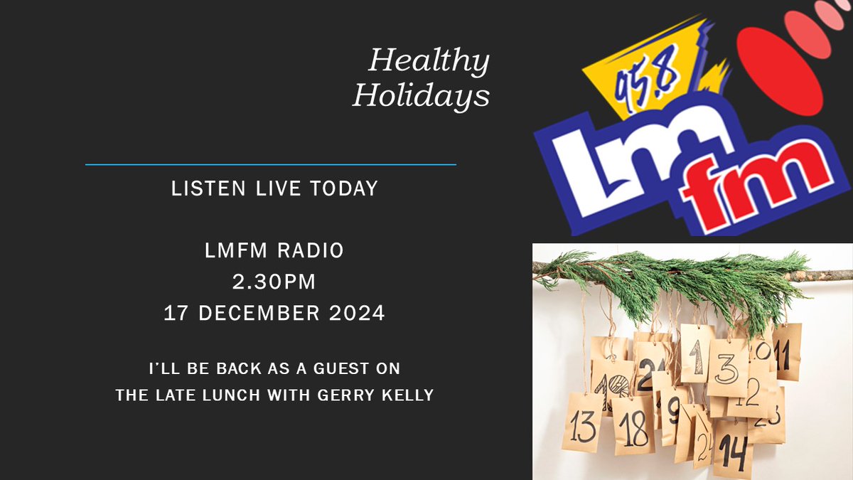 Dr. Kate McCann (@emdochealth) on Twitter photo Delighted to be back as a guest on the Late Lunch with <a href="/GerryKellyLL/">Gerry Kelly</a> on <a href="/LMFMRADIO/">LMFM RADIO</a> at 2.30pm today. We will be talking no/low cost ways to look after your family's physical and mental health this holiday season. #healthyholidays #lifestylemedicine <a href="/LifestyleMedi10/">Irish Society of Lifestyle Medicine</a> Delighted to be back as a guest on the Late Lunch with <a href="/GerryKellyLL/">Gerry Kelly</a> on <a href="/LMFMRADIO/">LMFM RADIO</a> at 2.30pm today. We will be talking no/low cost ways to look after your family's physical and mental health this holiday season. #healthyholidays #lifestylemedicine <a href="/LifestyleMedi10/">Irish Society of Lifestyle Medicine</a>