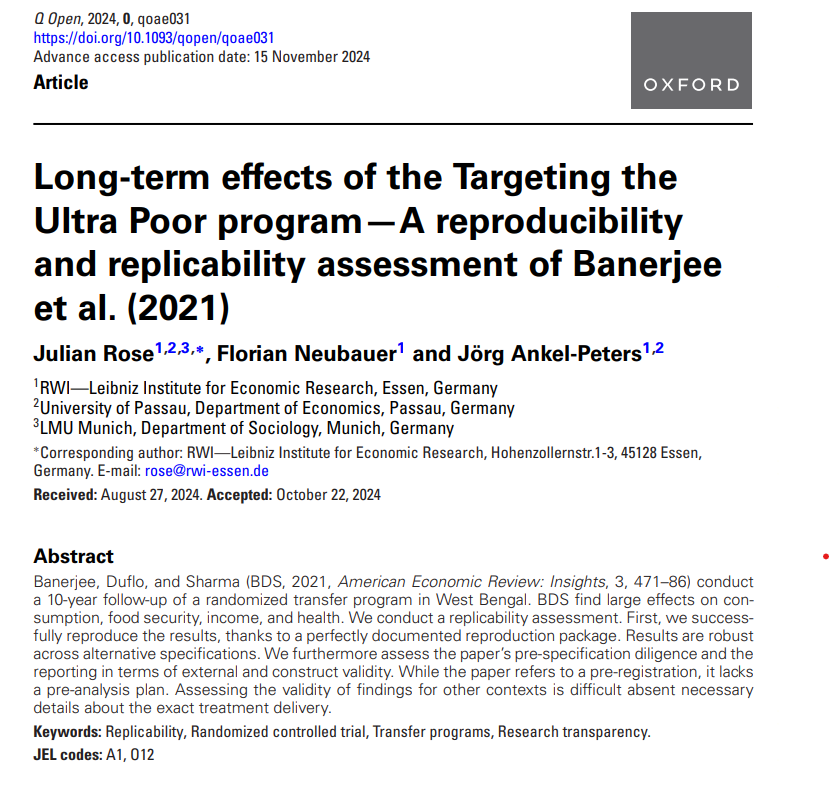 jrgptrs's tweet image. The pilot replicability assessment for our large meta-replication project is out in Q Open, offering some interesting insights. Replicated paper is perfectly reproducible & very robust, but fairly negligent w.r.t. construct validity and pre-specification. doi.org/10.1093/qopen/…