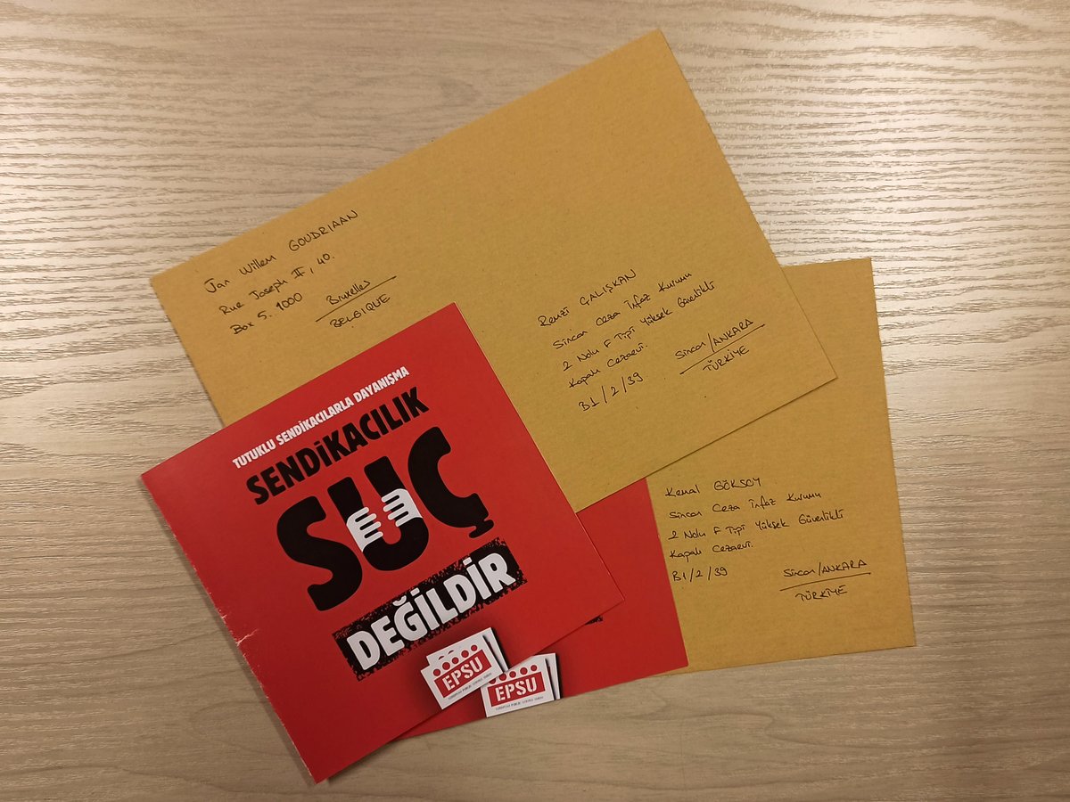 ✉️ We’ve sent New Year’s cards to arrested <a href="/DiSK_Genel_is/">Genel-İş</a> leaders Remzi Çalışkan &amp; Kemal Göksoy.

Our wish for 2025 is for them to open their cards at home with their loved ones — not behind prison walls.

🪧 Trade unionism is NOT a crime!