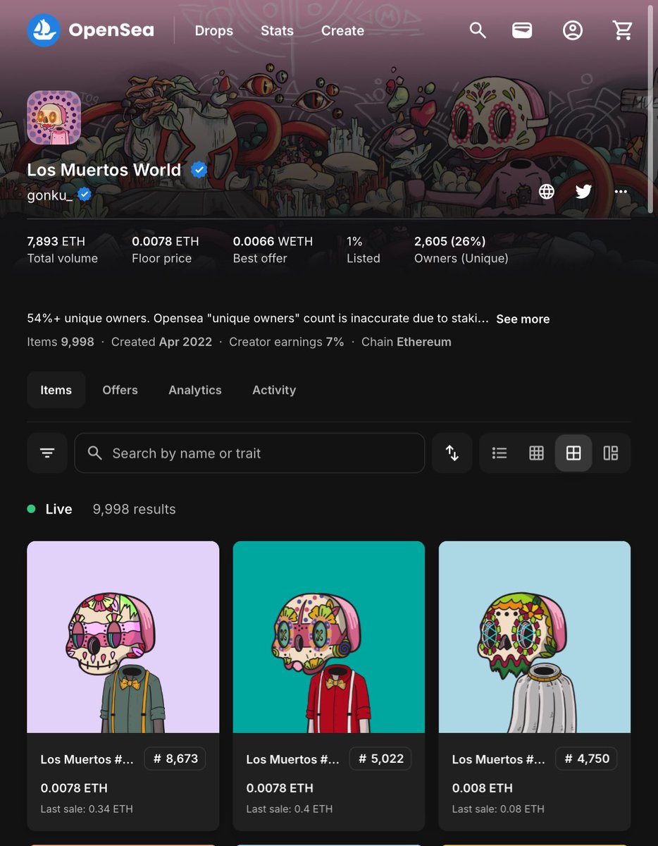 web3hustlerr_'s tweet photo. can someone just sweep pls? 🧹@los_muertosNFT
1% listed
1 ETH fp not far away!!
#LosMuertos #ETH #NFTs https://t.co/8cTtGzb43F