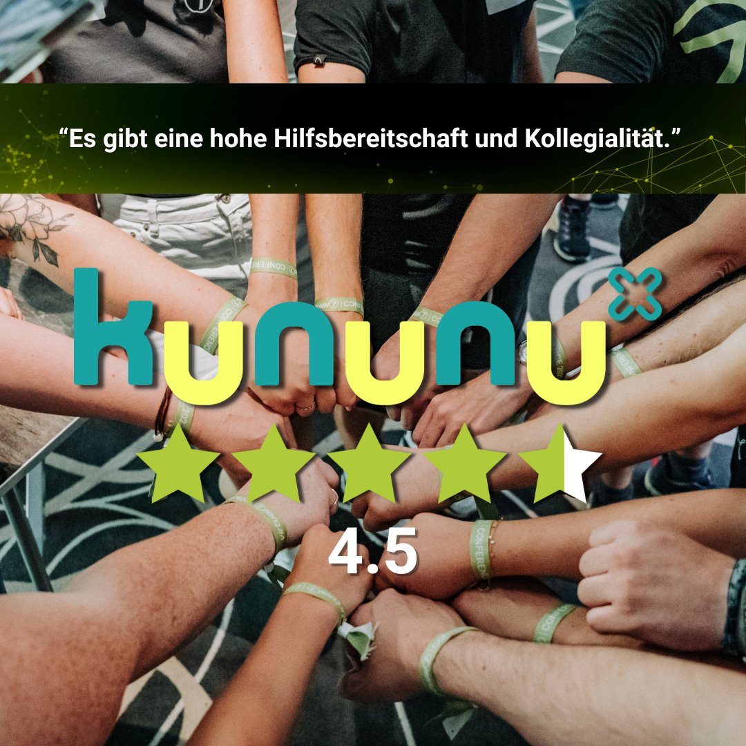 Bei #virtual7gmbh sind Zusammenhalt und Teamspirit keine leeren Worte, sondern gelebte Werte. Das zeigt sich auch im #kununu Score von 4,5. Vielen Dank an alle für die tollen Bewertungen. 💚
