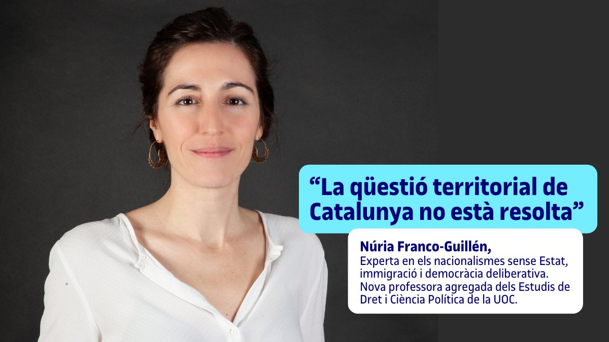 UOC Dret i Política (@uocedcp) on Twitter photo 🎓 Núria Franco-Guillén (<a href="/nufranco/">Núria Franco Guillén</a>), experta en migracions, nacionalismes sense estat i democràcia deliberativa, s'ha incorporat com a professora agregada als Estudis de Dret i Ciència Política de la #UOC.
🙋♀️ La voleu conèixer una mica més? Us la presentem! 👉 🎓 Núria Franco-Guillén (<a href="/nufranco/">Núria Franco Guillén</a>), experta en migracions, nacionalismes sense estat i democràcia deliberativa, s'ha incorporat com a professora agregada als Estudis de Dret i Ciència Política de la #UOC.
🙋♀️ La voleu conèixer una mica més? Us la presentem! 👉