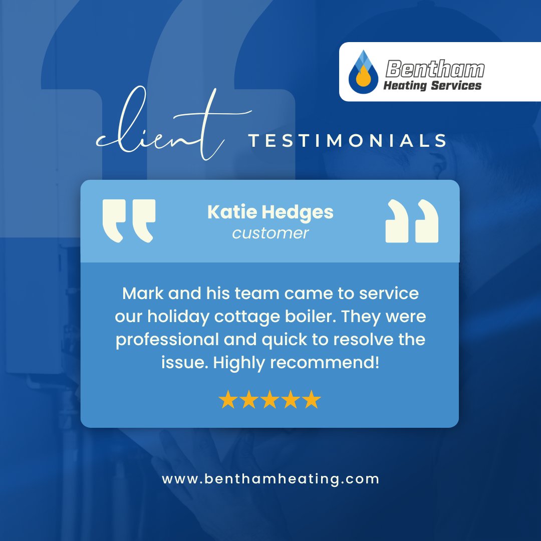 BenthamHeating's tweet photo. Thanks so much, Katie!

https://t.co/PVJV4XGqhK

#BenthamHeating #CustomerTestimonial #BoilerService #HolidayCottageBoiler #HeatingExperts #PlumbingServices #HomeComfort #TrustedPlumbers #ReliableService #HeatingSolutions #GasSafeRegistered #LocalPlumbers #BoilerInstallation https://t.co/CcXwxaa8he