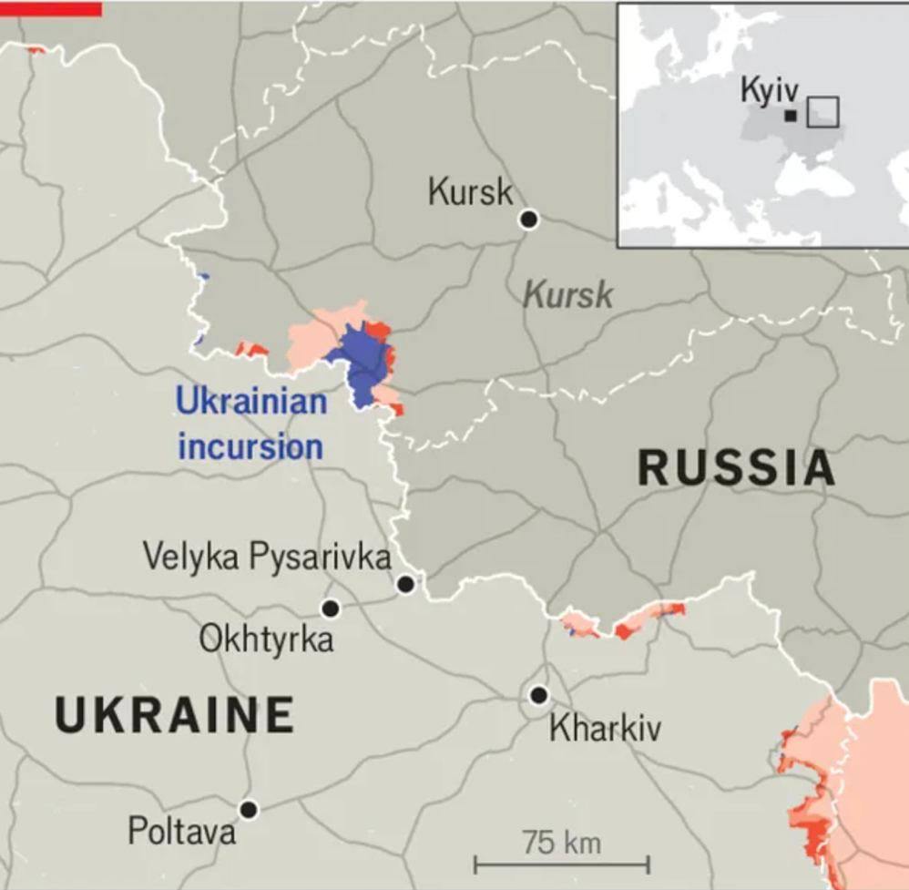 Rajendr67215893's tweet photo. Ukraine has lost about 50% of the territory it controlled in the Kursk region, The Economist reports, citing military sources.

@belarusian_silovik https://t.co/XjJOIxINZE