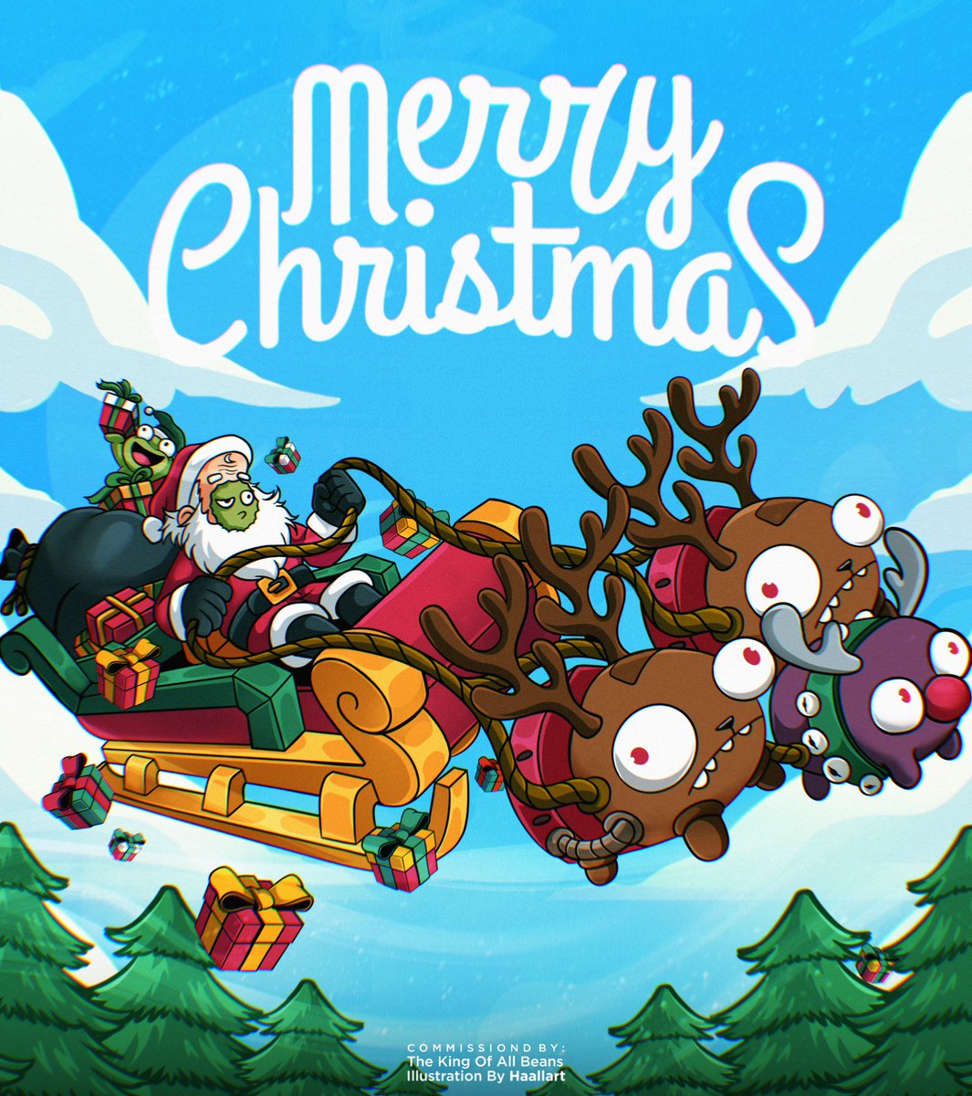 kingofallbeans's tweet photo. Many thanks to @HaallArt for this amazing artwork Of “Santa”, his elf, and his “reindeer” spreading holiday cheer.  Merry Christmas, Happy Holidays, and Happy New Year everyone! 

#MerryChristmas #InvaderZim #SantaZim #Minimoose #Gir https://t.co/DzO1r3IpEE